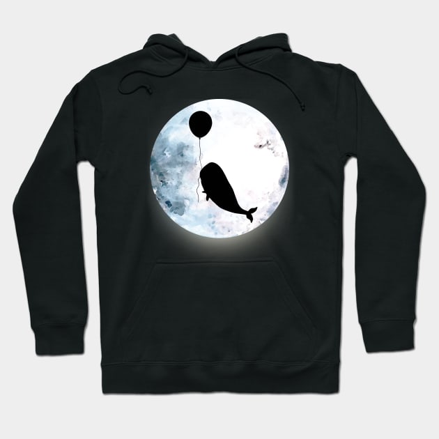 A whale with and  balloon fly to the moon Hoodie by Collagedream